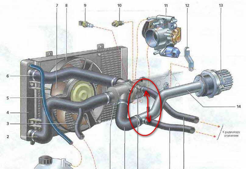 Ответы Mail.ru: Система охлаждения ВАЗ 2106.Тёплый верхний патрубок.