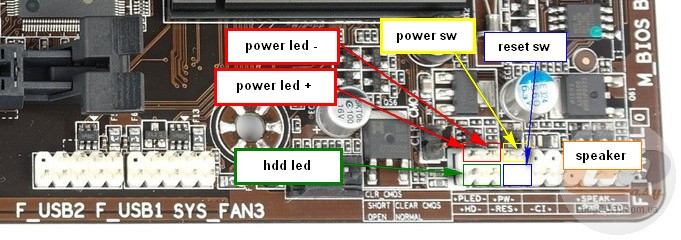 Power led на материнской плате схема подключения